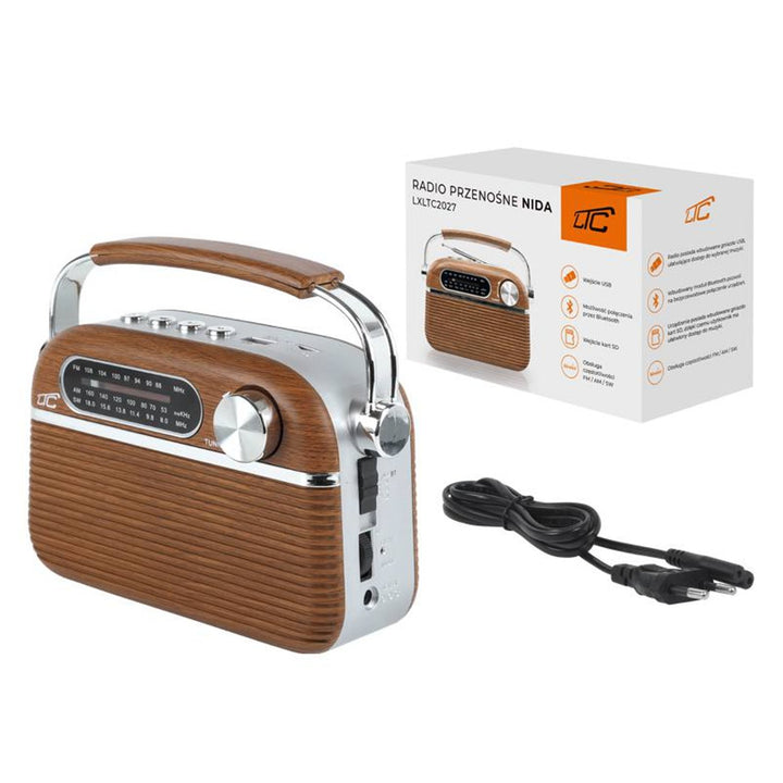 RETRO PRENOSNÉ RÁDIO LTC NIDA BLUETOOTH, AM/FM/MP3/USB/SD ZABUDOVANÁ DOBÍJACIA BATÉRIA 1200 MAH