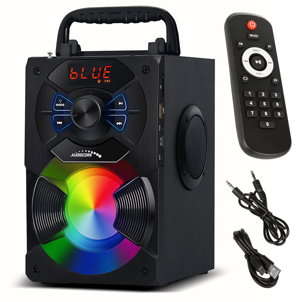 Prenosný reproduktor bluetooth / rádio / SD / MMC / aux-in / USB / svetlo / diaľkové ovládanie / teleskopická anténa / konektor pre mikrofón