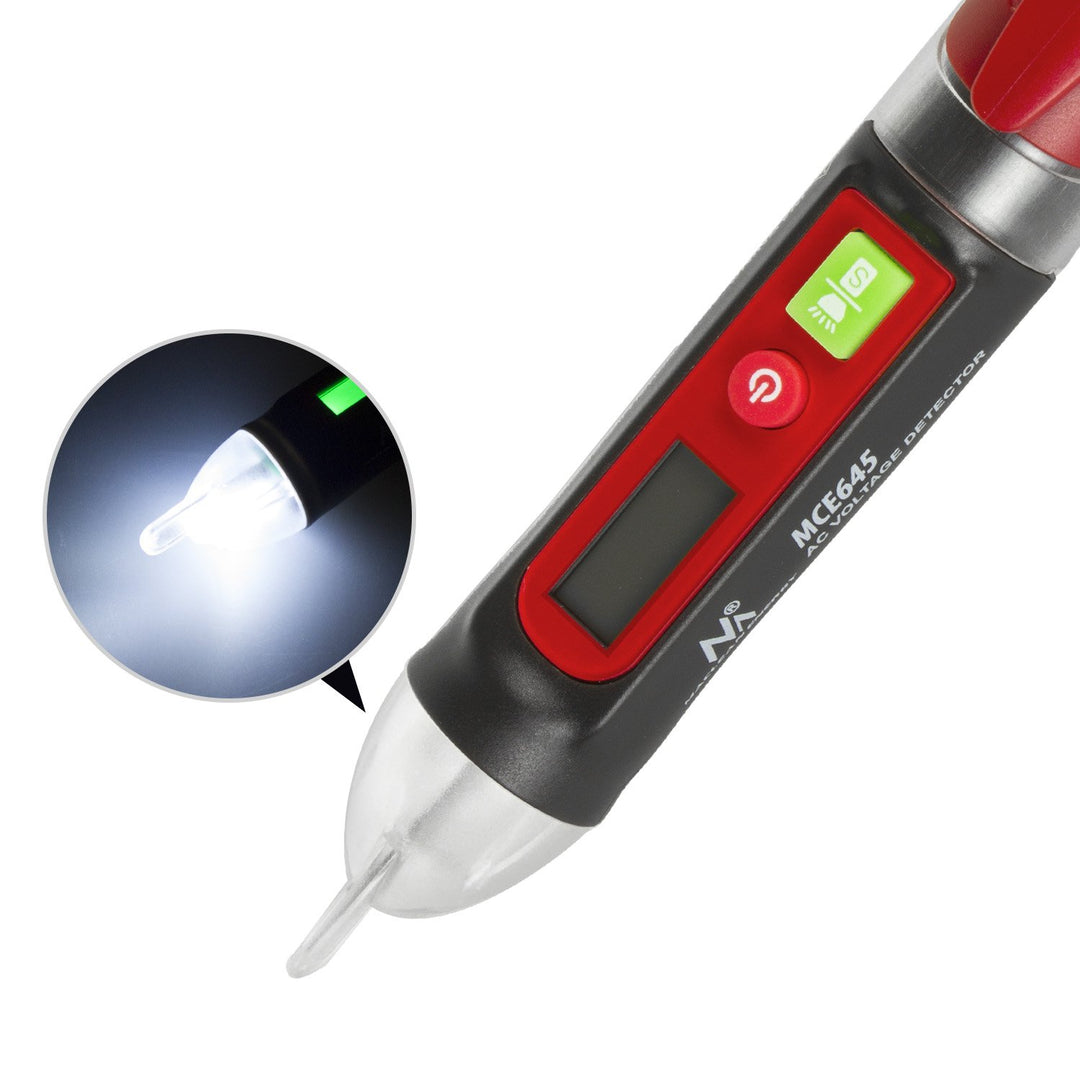 Maclean bezkontaktný fázový detektor napätia, detektor, podsvietený displej, zabudovaná baterka, 12-1000V, MCE645