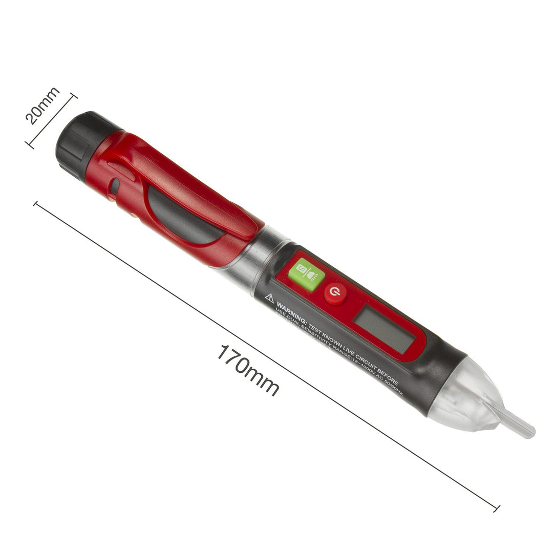 Maclean bezkontaktný fázový detektor napätia, detektor, podsvietený displej, zabudovaná baterka, 12-1000V, MCE645