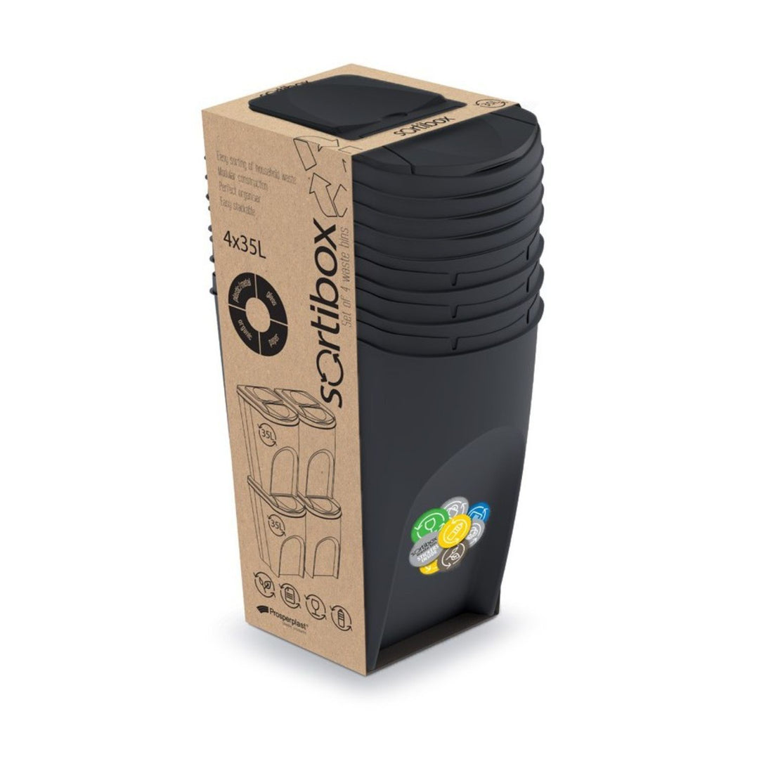 Sada recyklačných košov Prosperplast Sortibox 4x35L antracit