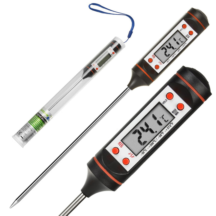 Potravinový teplomer/sonda, zelenomodrý, dĺžka sondy 15 cm, teplotný rozsah -50 stupňov C až +300 stupňov C, presnosť 0,1 stupňa C, GB178