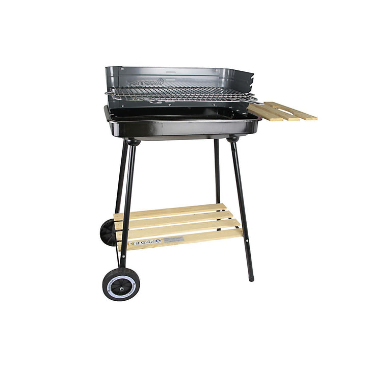 Master Grill obdĺžniková miska na grilovanie dreveného uhlia 58x38cm 2 poličky kolieska MG905