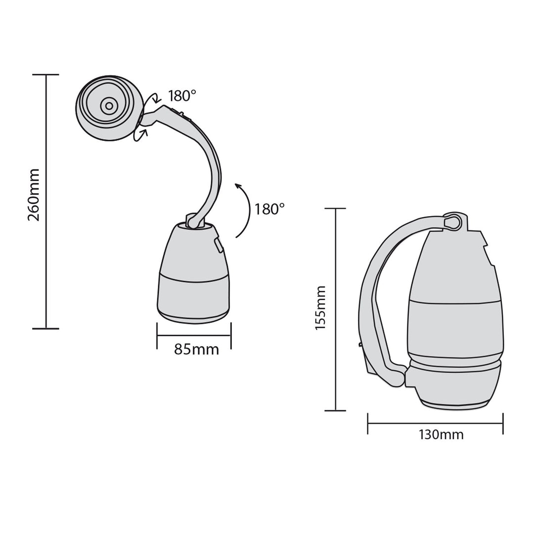 LED lampa 3v1 kempingová stolová lampa baterka 1W 60-200lm Cool White 6000K napájanie 3xAA 1,5V Maclean MCE294