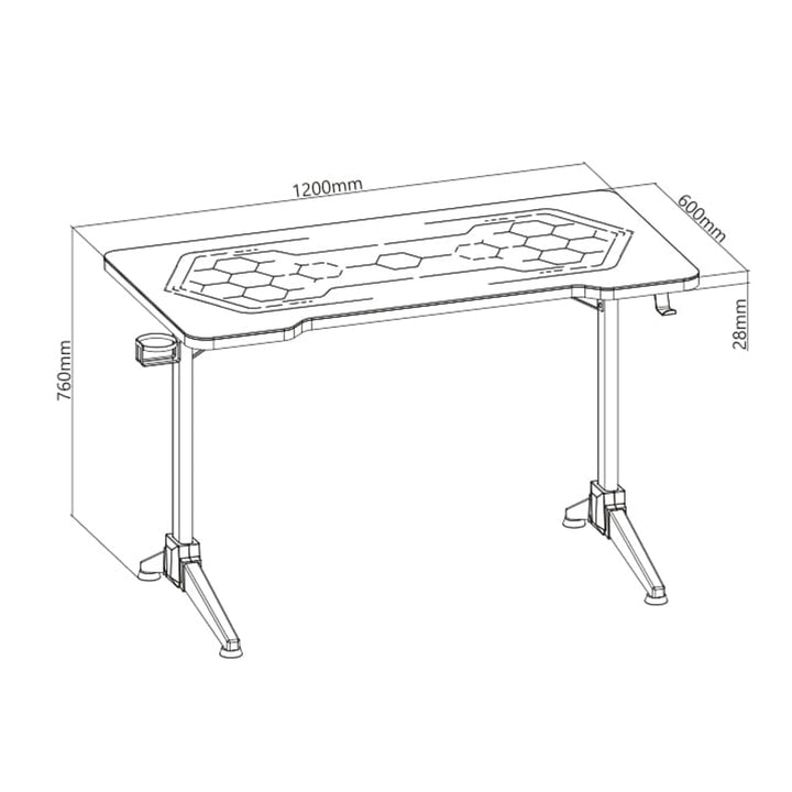 RGB Led NanoRS herný stôl, čierny, veľký, max. 100 kg, výška 760 mm, RS163