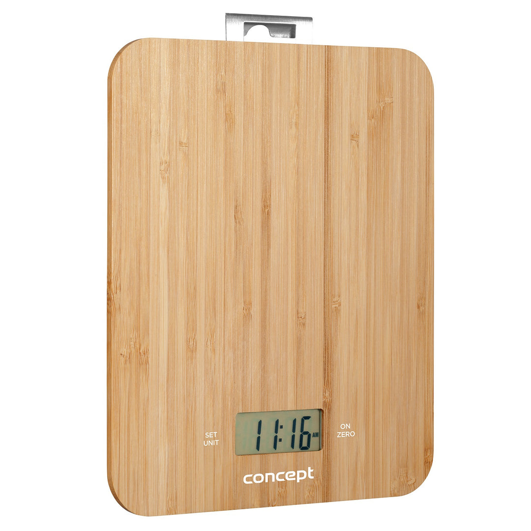 Concept VK5713 Digitálna kuchynská váha - bambus - 15 kg Časovač hodín Bambusový dizajn max. 15 kg s háčikom na zavesenie