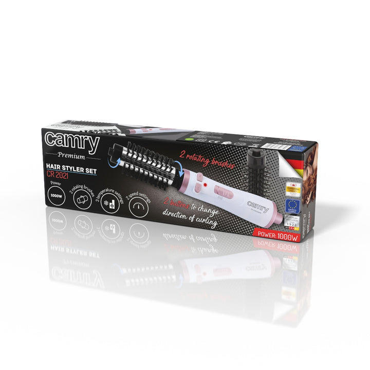 Rotačná kulma na vlasy Camry CR 2021 s vymeniteľnými 65 mm a 67 mm kefami