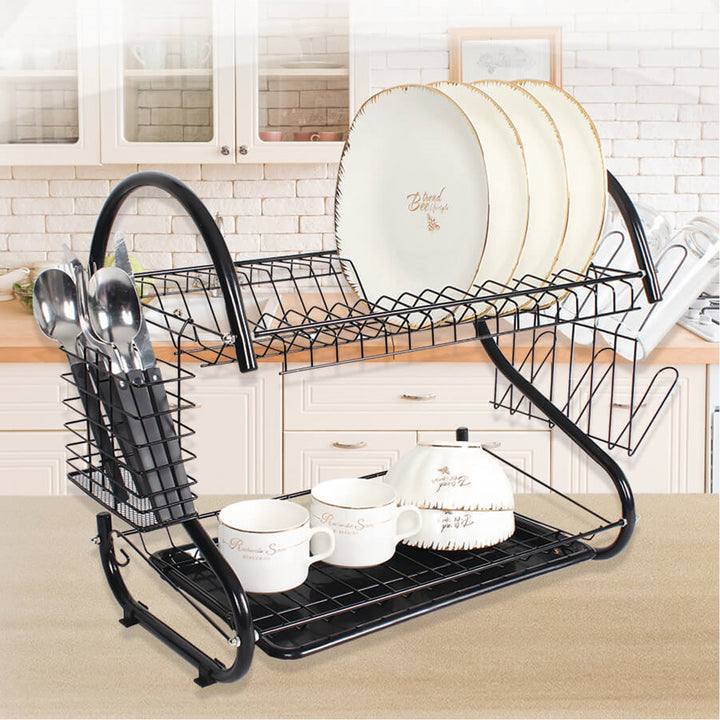 Stojan na sušenie riadu Maestro MR-1025-43-BLACK dvojúrovňový so šírkou 43 cm