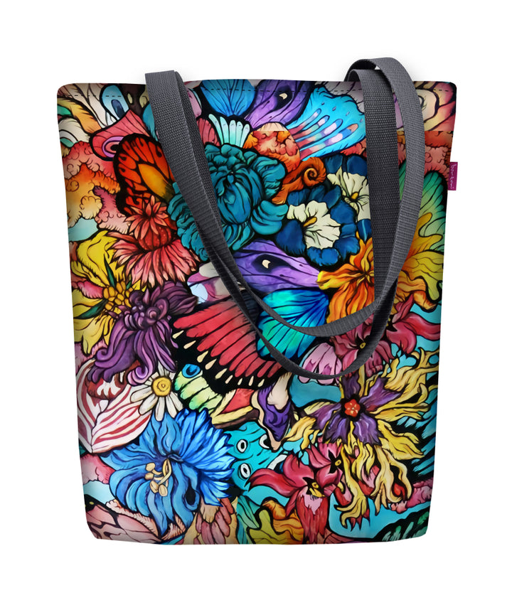 Sunny taška cez rameno so zipsom dámska shopper 36x40 cm (vhodná do formátu A4) tote bag látková taška s motívom Hippi