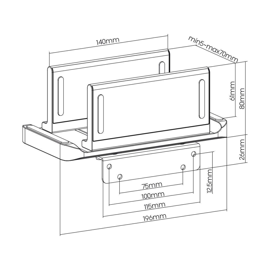 Maclean Thin Client / Mini PC Terminal Holder, čierny, vhodný pre držiaky VESA, voľne stojaci, MC-454