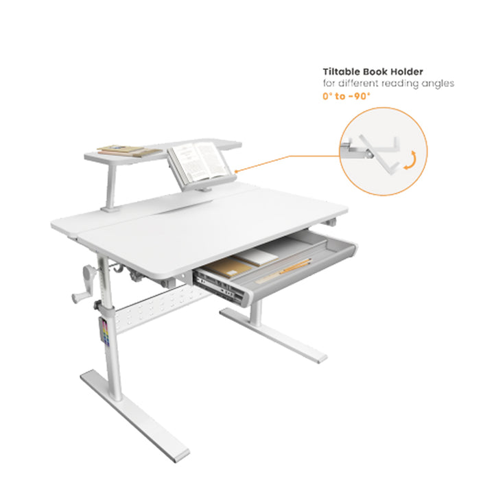 Detský stôl Ergo Office, výškovo nastaviteľný, sivý, max. 40 kg, 900x600 mm, ER-483