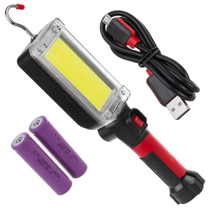 Magnetická dielenská lampa Maclean COB, 2x1200mAh, 700lm, USB Type-C/Micro USB, MCE307