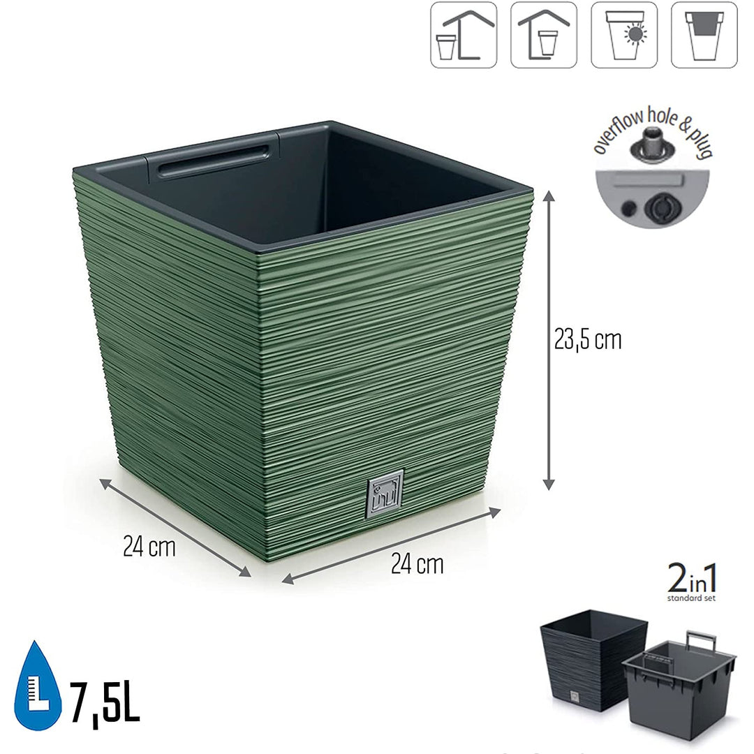 Kvetináč Prosperplast Furu Square Low DFS240-5615C - zelený