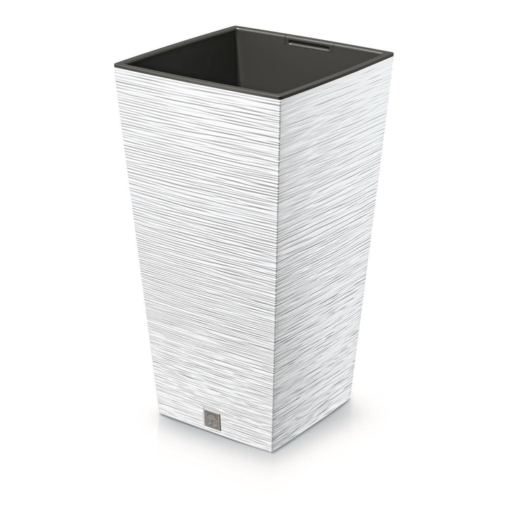 Prosperplast Furu Štvorcový vysoký kvetináč s vložkou 11,4 l (biely)