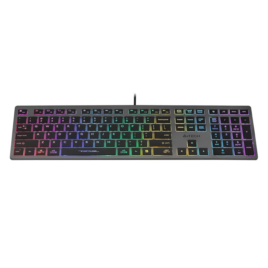 A4Tech FX60H QWERTY herná klávesnica 12 multimediálnych navigačných klávesov 2x USB port Plug & Play USB port Kábel dlhý 1,5 m (neónové podsvietenie)