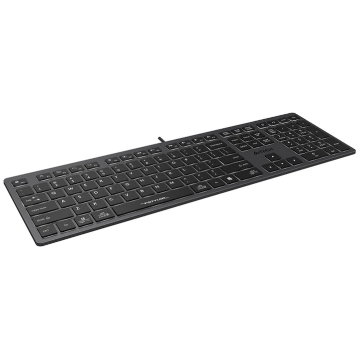 A4tech FX60H QWERTY herná klávesnica 12 multimediálnych navigačných klávesov 2x USB port Plug & Play USB port Kábel dlhý 1,5 m (biele podsvietenie)
