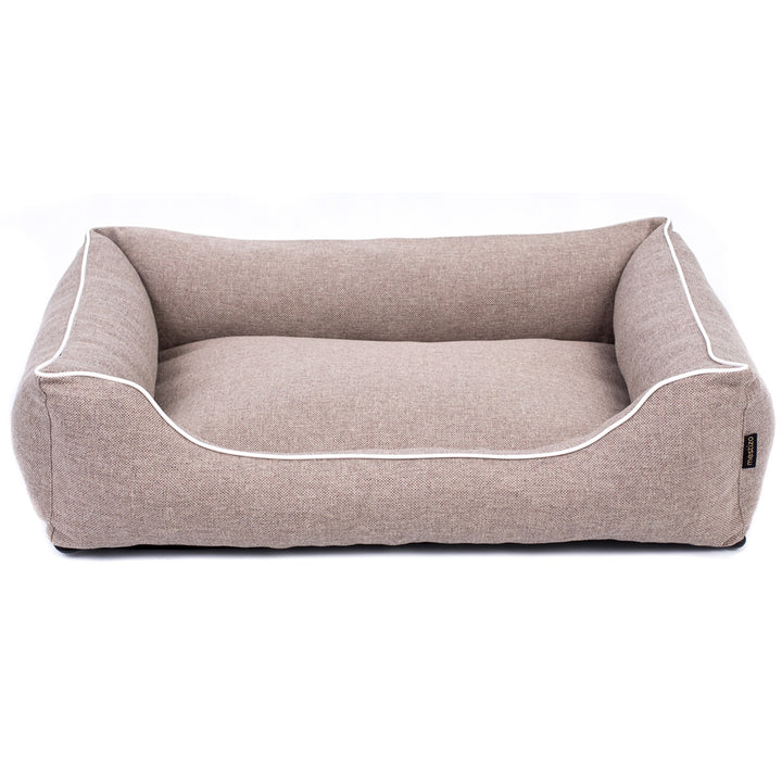 Pelech pre psov Sofa Mallorca Comfort v béžovej farbe s bielym lemovaním 100x75 cm