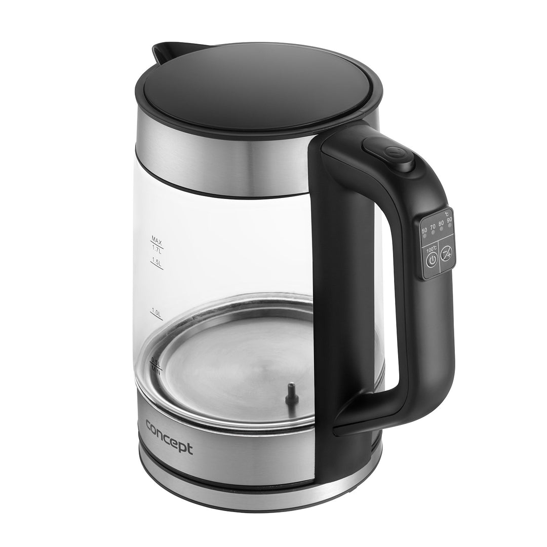 Sklenená rýchlovarná kanvica Concept 1,7 l s reguláciou teploty RK4067