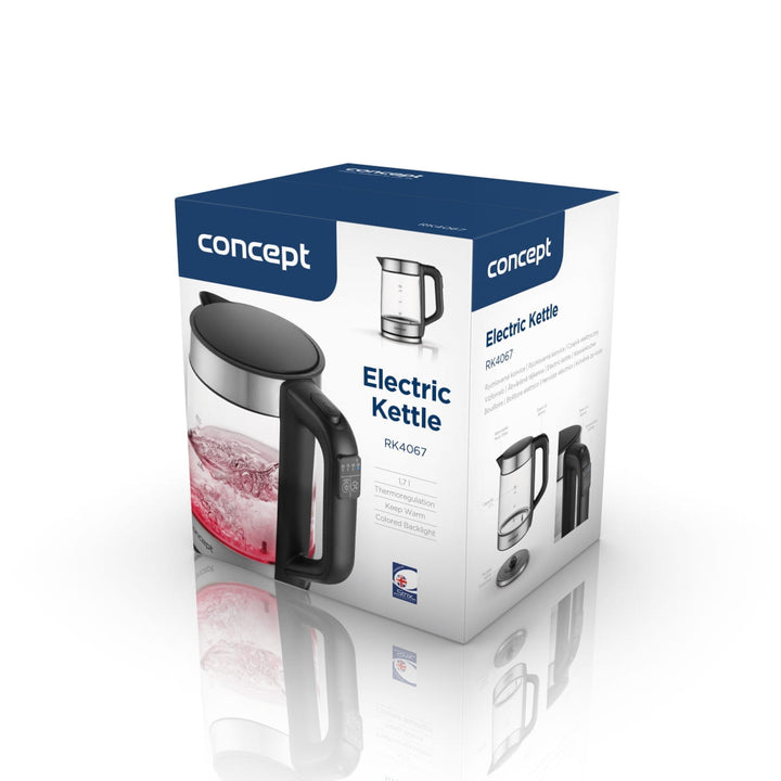 Sklenená rýchlovarná kanvica Concept 1,7 l s reguláciou teploty RK4067