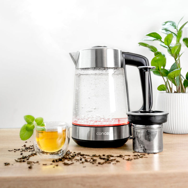 Sklenená rýchlovarná kanvica Concept 1,7 l s reguláciou teploty a varičom RK4190