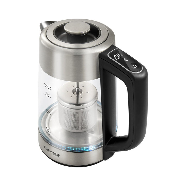Sklenená rýchlovarná kanvica Concept 1,7 l s reguláciou teploty a varičom RK4190