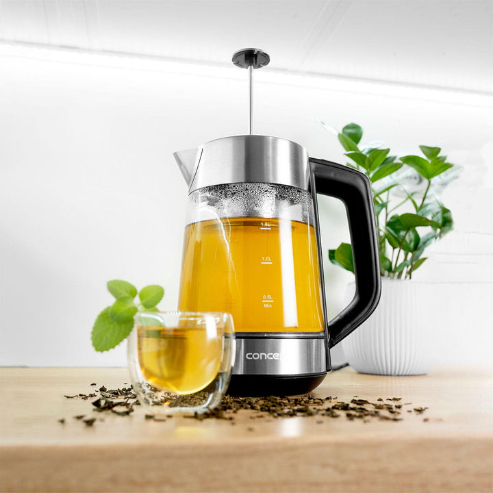 Sklenená rýchlovarná kanvica Concept 1,7 l s reguláciou teploty a varičom RK4190