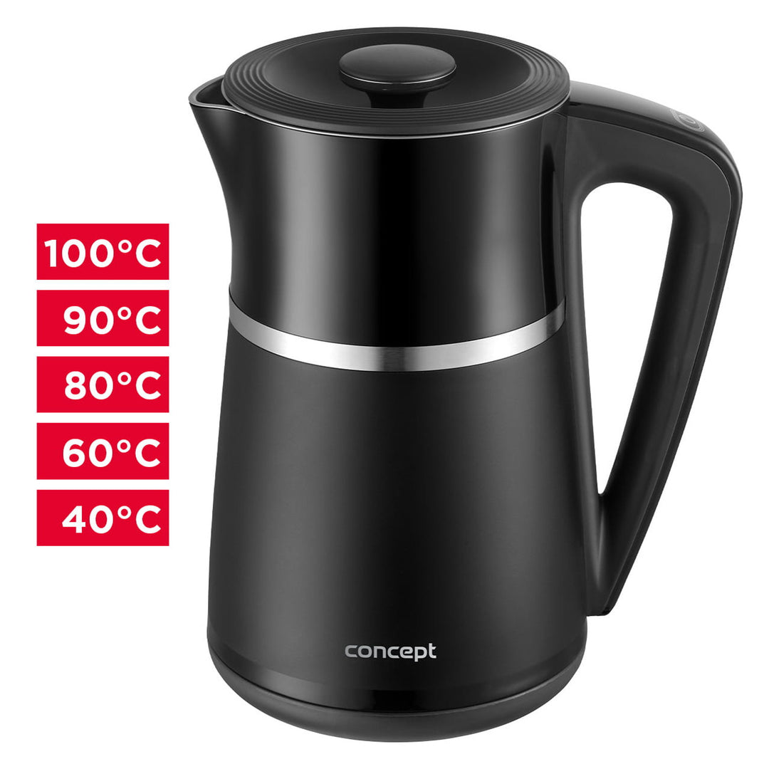 Dvojstenná rýchlovarná kanvica Concept s reguláciou teploty RK3100 s objemom 1,7 l