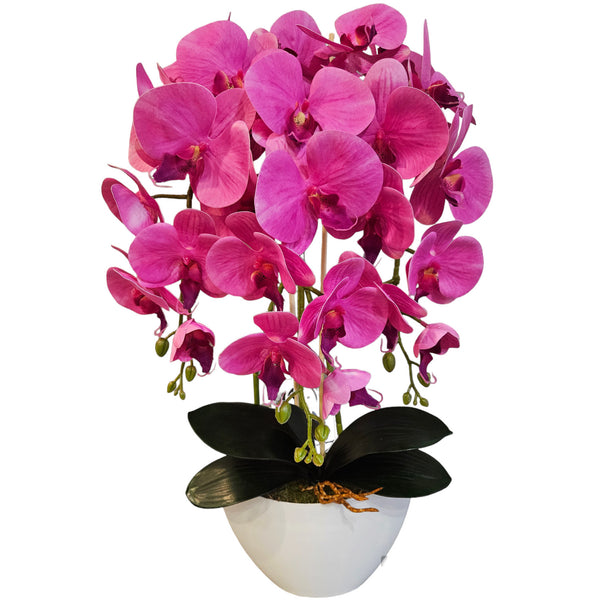 Umelá dekoratívna orchidea Damich, ružová, z gumy, 3pgo2