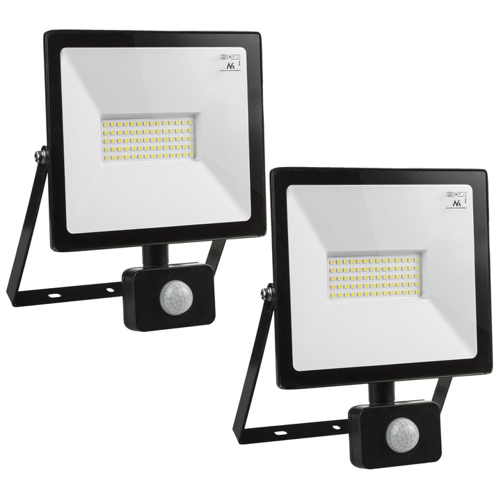 2x LED reflektor s detektorom pohybu Maclean, tenký 50W, 4000lm, studená biela (6000K), IP44, MCE650 CW PIR