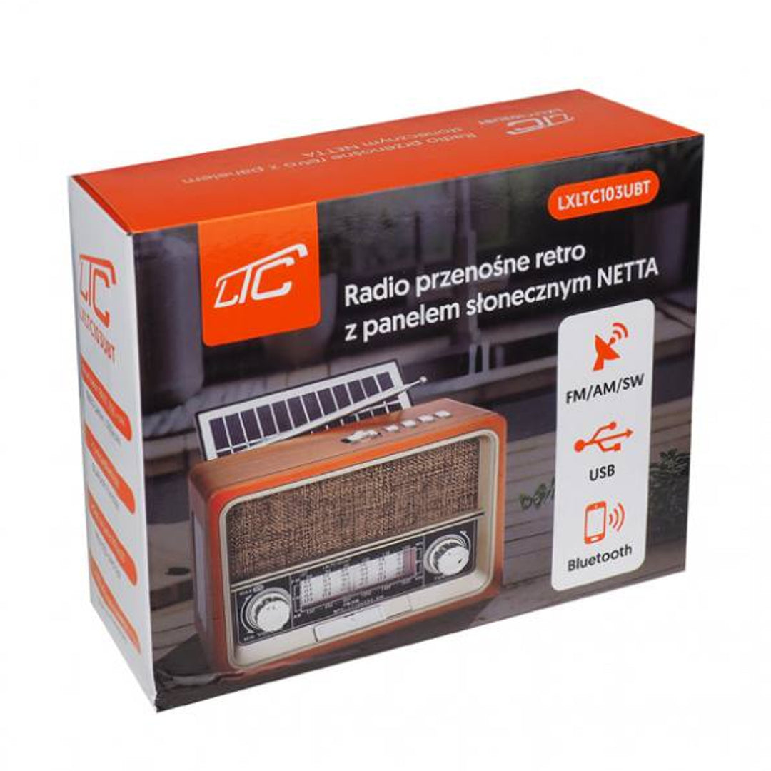 Prenosné rádio LTC, Bluetooth, FM/AM/SW, USB, solárny panel, LXLTC103UBT